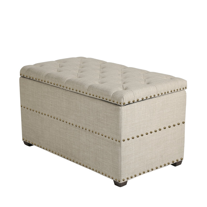 Jansson Linen Upholstered Storage Bench, Rusty Brown