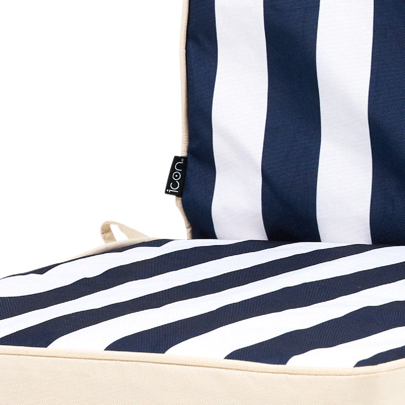 Geometric Outdoor High Back Seat Pad, Navy Deckstripe