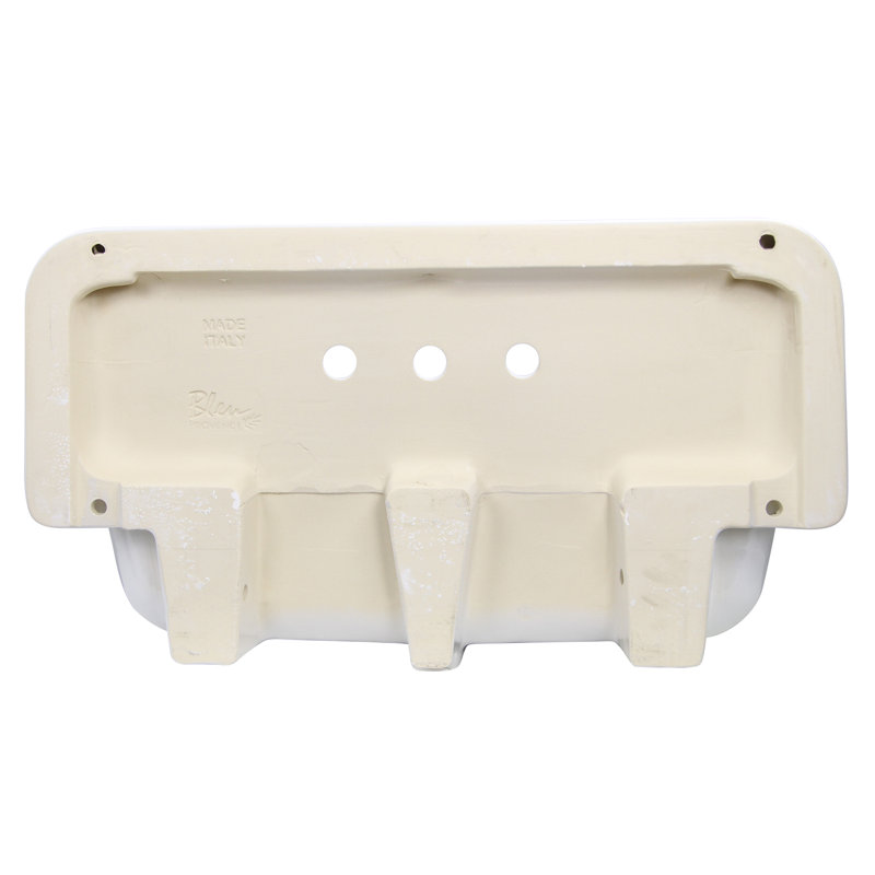 Fireclay Wallmount Bath Sink with Faucet, Drain and P-Trap Set, White/Chrome