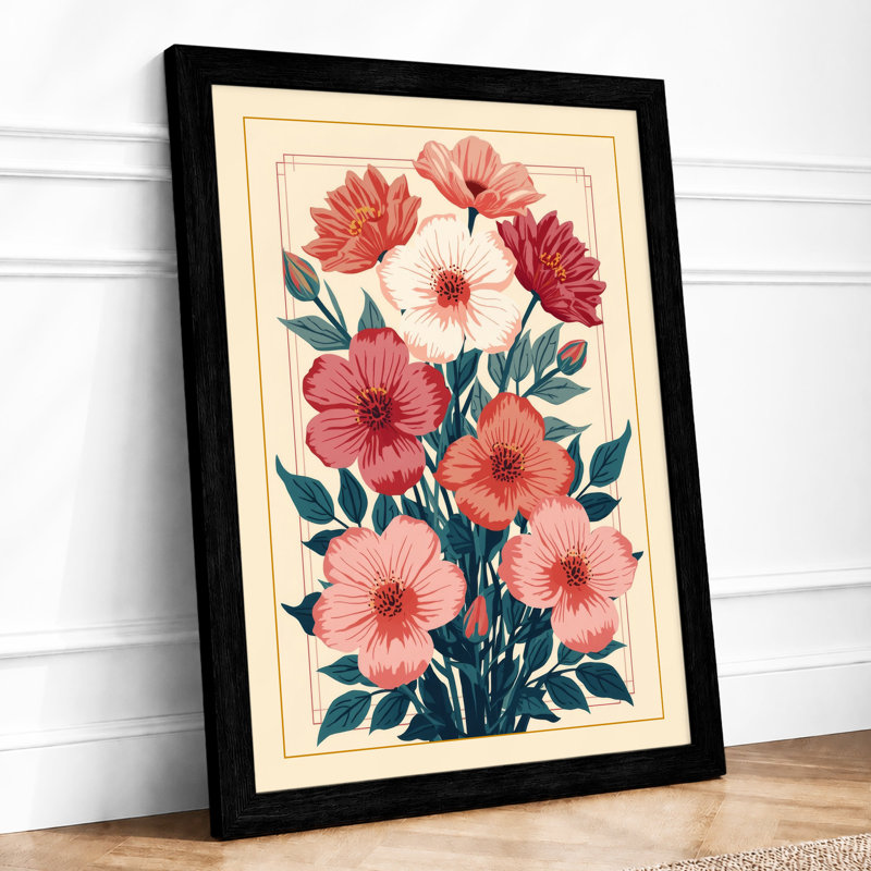 Carnation Bouquet Botanical - Framed Print, A3 - 42.0 x 29.7 cm, Black