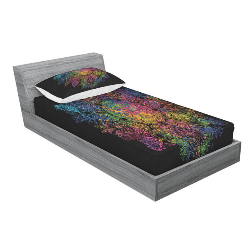 Microfiber Patterned Fitted Sheet, Twin XL Sheet Set with 1 Pillowcase