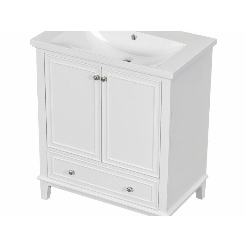 30.00'' Single Bathroom Vanity with Ceramic Top, White
