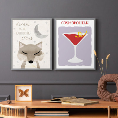 Goodnight Fox - reproduction encadrée de qualité supérieure - prête à être accrochée - aucun clou requis - aucun clou requis