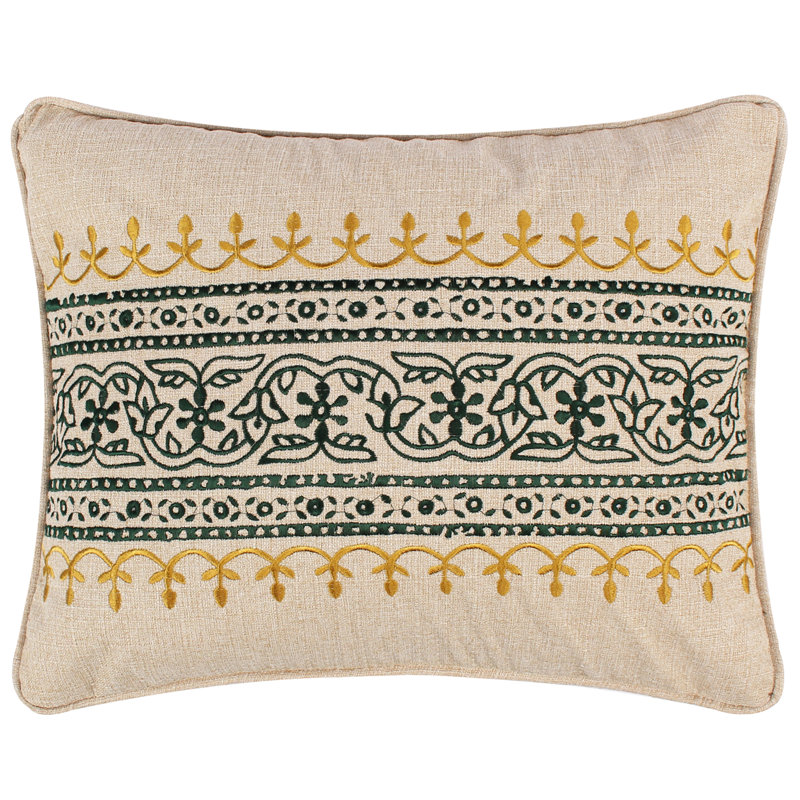 Kimpton Green Damask Feather Reversible Throw Pillow