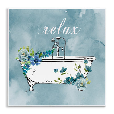 Floral Bathroom Rules Relax Wall Plaque, design by Nan