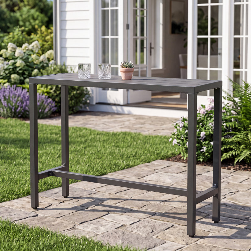 Counter Height 36.97'' Iron Bar Table, Gray, 15.6" W x 46.8" L