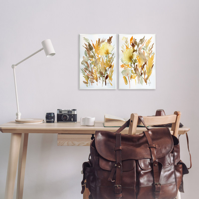 «Country Wheat Abstraction», ensemble de 2 plaques murales par Alexandria Gilbert Kincaid, H 15 po x l 20 po
