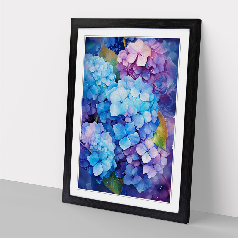 Hydrangea Futurism - Framed Print, Black Framed, 64cm H x 46cm W x 2cm D