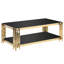 Table basse moderne avec verre trempé spacieux et base en acier inoxydable doré, centre de salon fonctionnel en acier, élégant-954058894-954058895