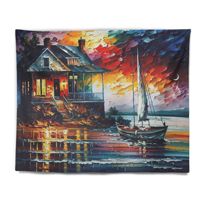 Tapisserie en polyester avec punaises, H 32 po x l 39 po