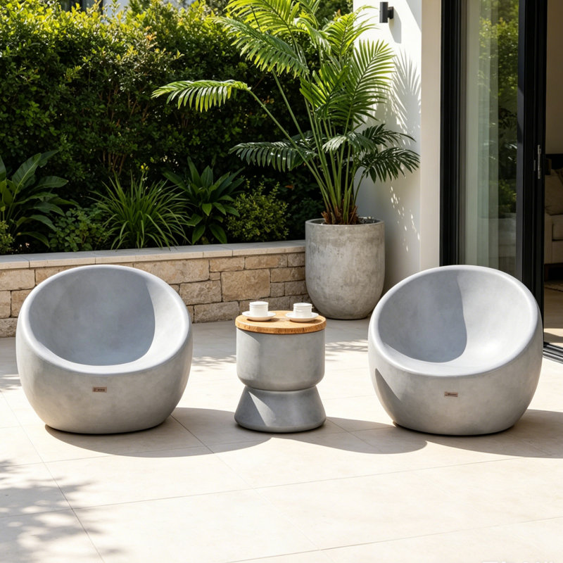 3 - Piece Terrafab Patio Outdoor Conversation Set With Ice Bucket