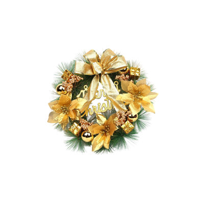 Christmas Flower Wreath Door Hanging Wall Hanging Rattan Wreath Atmospheric Scene Decorations Strobiles Handmade Imitation Bow Red Fruit Wreath