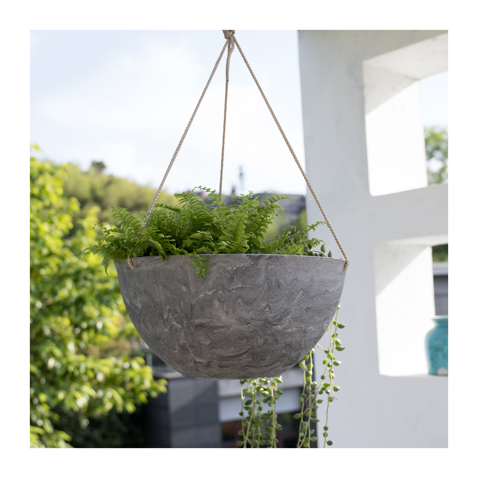 Boxdale Hanging Planter - Set of 2, Marble Pattern, 6.3" H x 13.2" W x 13.2" D