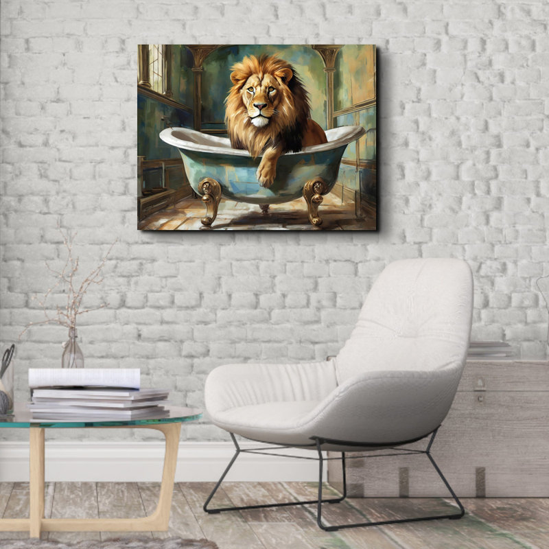 «Lion Bathaign» sur toile, H 20 po x l 24 po