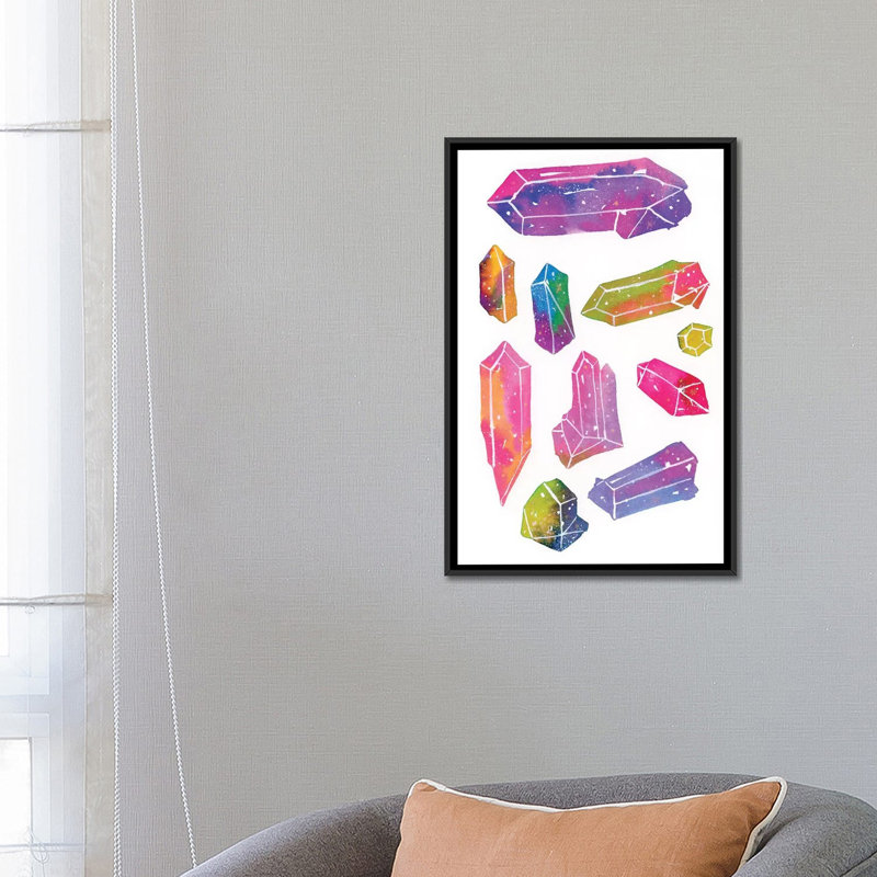 «Crystal Gem», impression sur toile, H 26 po x l 18 po x P 1,5 po, Toile avec cadre noir, Pas de tapis