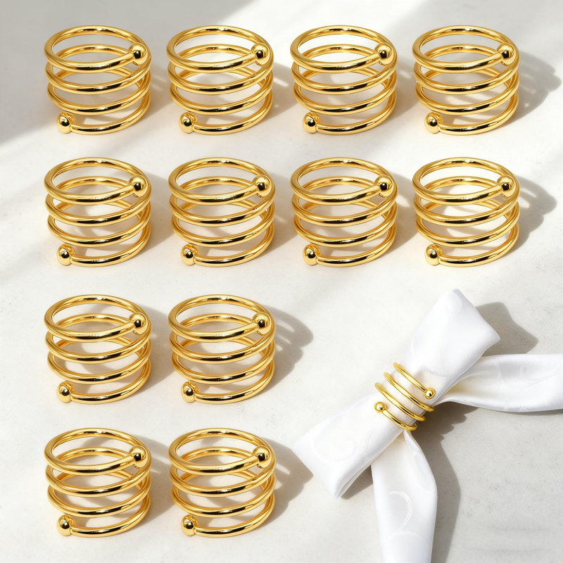 Ensemble de 8 anneaux à serviettes en spirale en métal, porte-serviettes élégants pour le dîner de Noël, décor de table rustique pour la fête de Pâques de l'Action de grâce