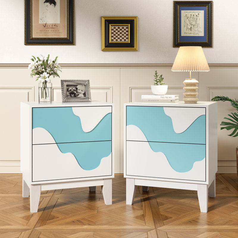 Table de chevet 17,7 po, Blanc, Set of 2