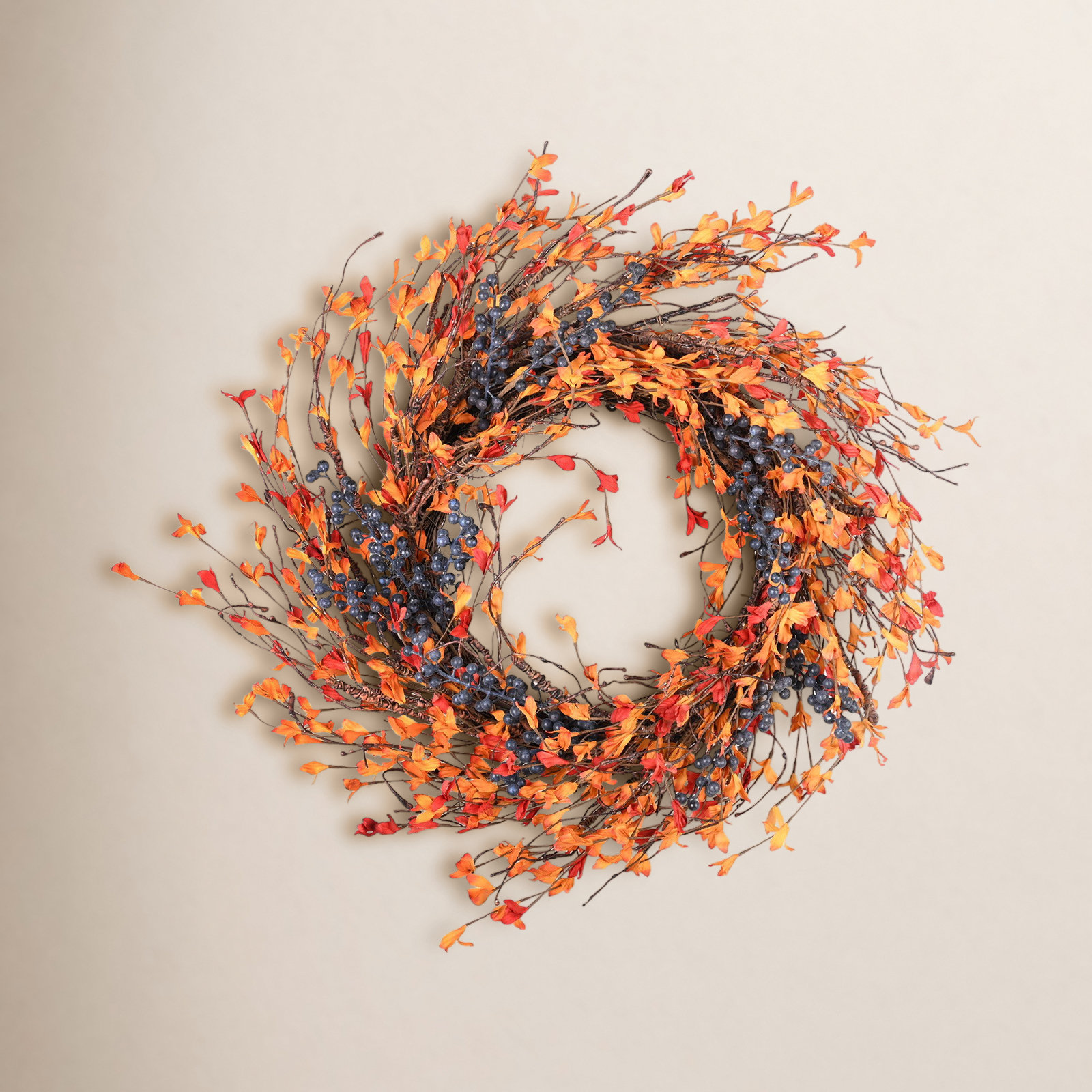 24" Farmhouse Berry Thanksgiving Harvest Front Door Fall Wreath