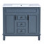 Meuble-lavabo de salle de bain avec lavabo supérieur, armoire à miroir, armoire de rangement moderne avec 2 portes à fermeture douce et 2 tiroirs, meuble-lavabo simple