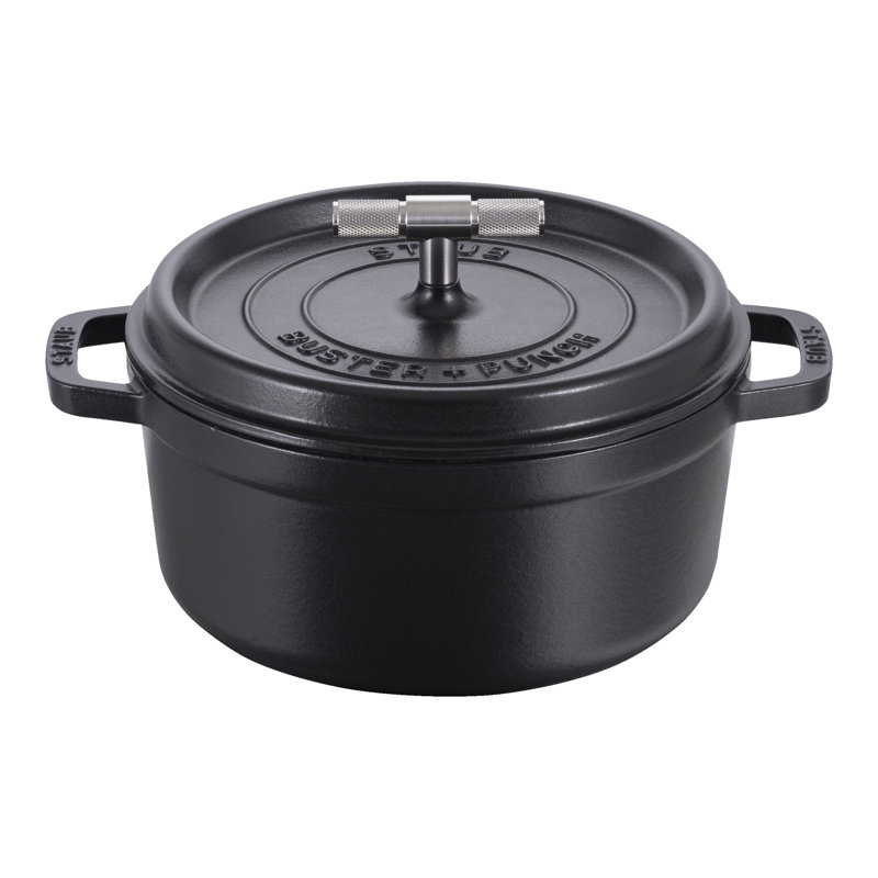 Staub Cast Iron Buster + Punch 4-Qt Dutch Oven - Handle, 4.02 quarts, Matte Black/Stainless Steel