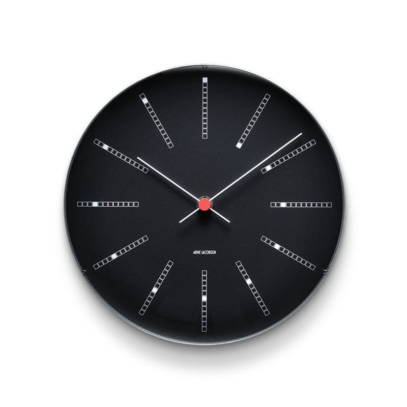 Bankers Metal Wall Clock, Large, Black/White/Red
