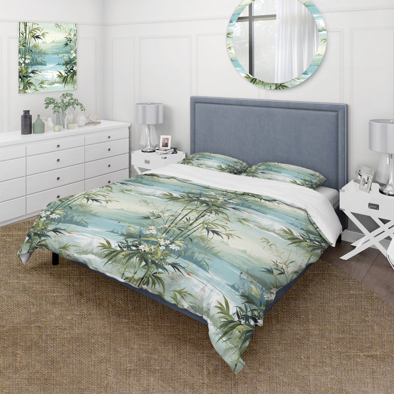 Literie en bambou tropical Zen, Housse de couette pour très grand lit et 2 très