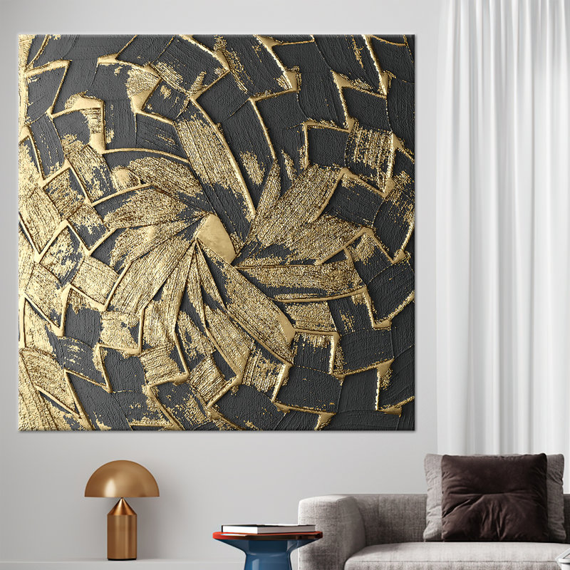 Modern Abstract Wall Art - Trendy Contemporary Canvas Poster, 40 cm H x 40 cm W, Does Not Apply, Wrapped Canvas