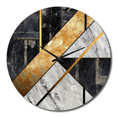 Marble Granite Agate With Touches Of Gold IX Metal Wall Clock