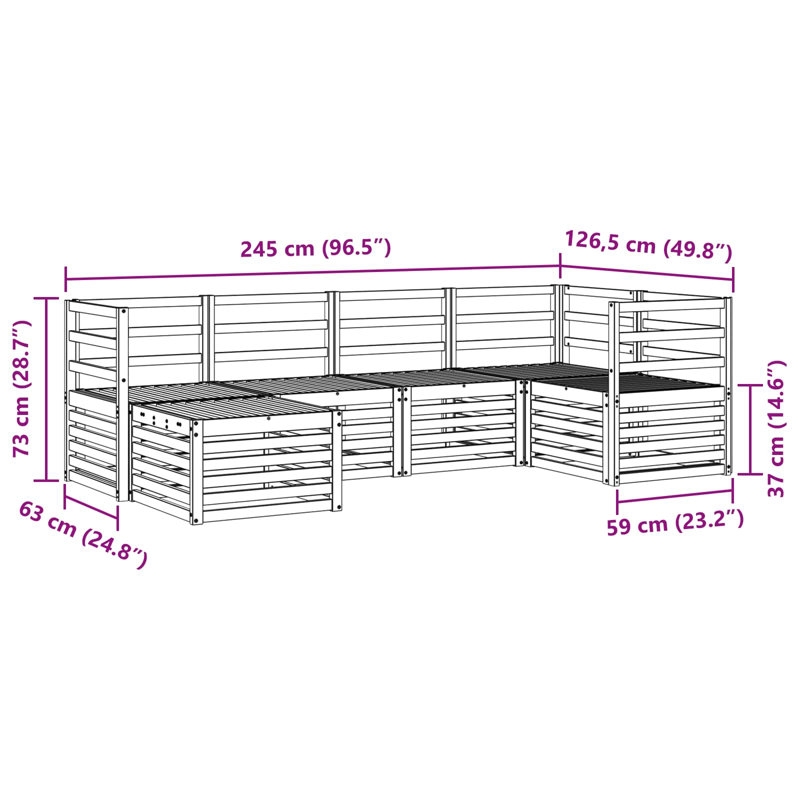 245cm Wide Patio Sectional Set