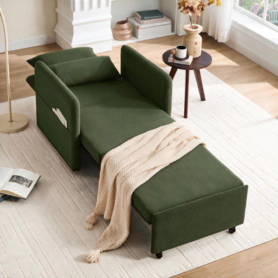 Canapé-lit convertible L 87 po 3-en-1, dossier réglable en 3 sections avec 2 coussins et sac de rangement