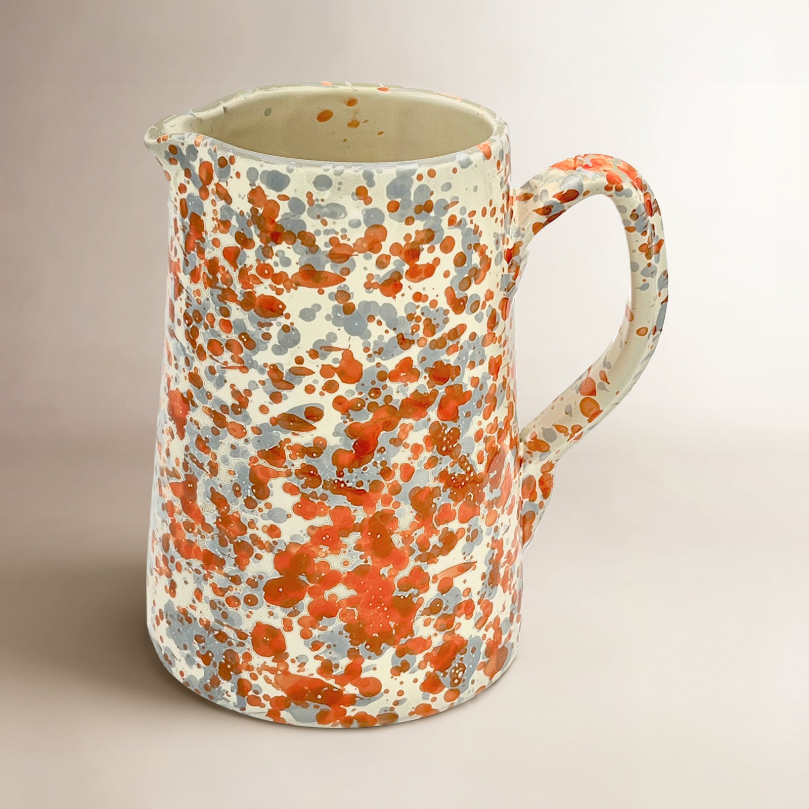 Taverna Ceramic Pitcher, Orange/Gray