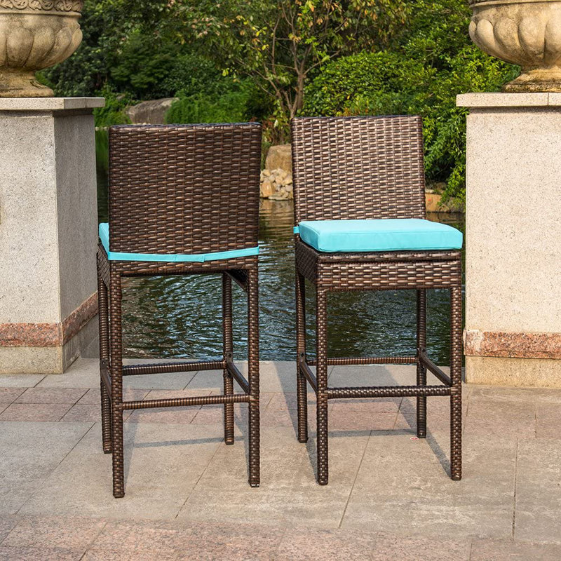 Tabouret 30,5 "avec coussin IIiff, Bleu, Brun