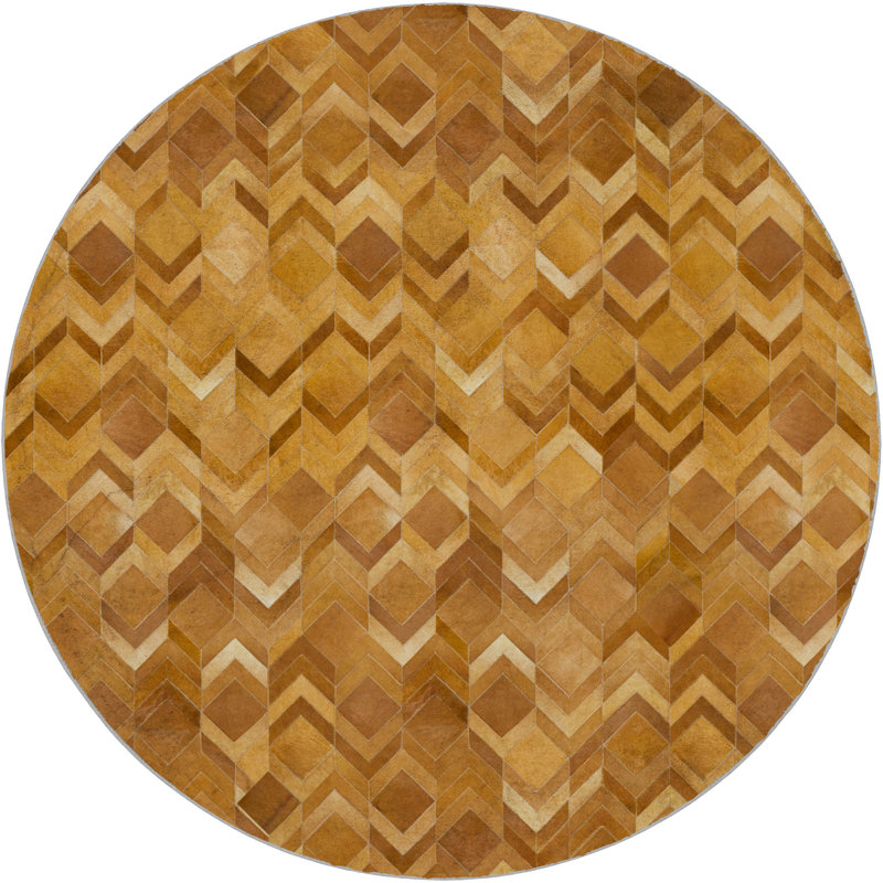 Tapis à chevrons de qualité supérieure lavable à la machine ADS100 Dream Shag, Brun, Rond 8 pi