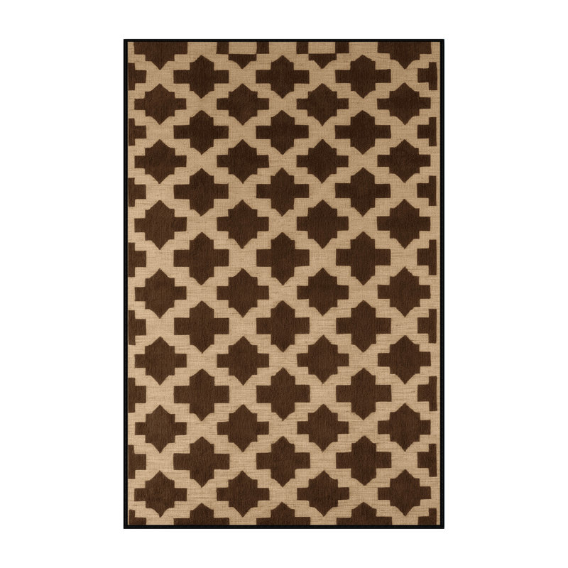 Tapis brun treillis lavable à la machine, Rectangle 5 pi x 7 pi