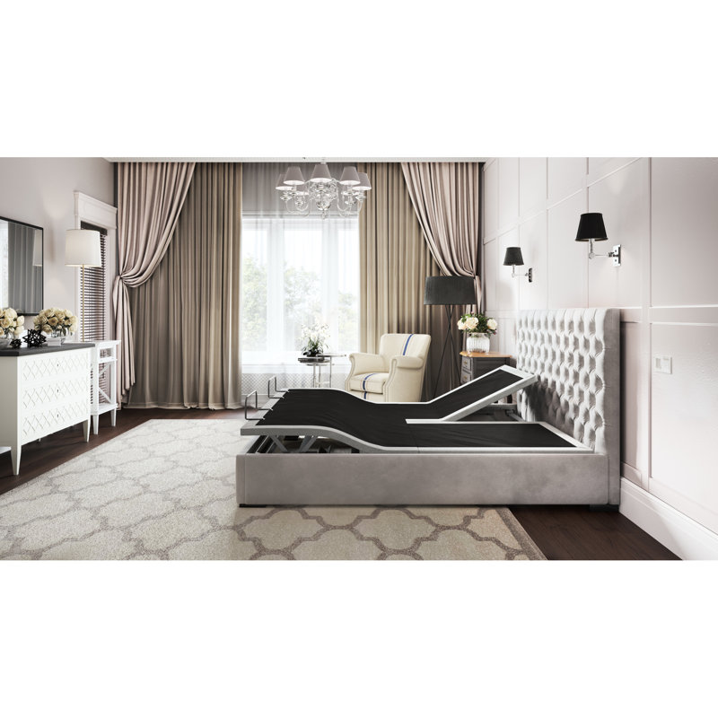Btx5 King Adjustable Bed - Head & Foot Conveniently, 4 Ports, Dual 3-level Massage, Under Lighting, Memory Positions, 6000n Head/foot Motor, Wireless Remote With Torch, No Box Spring Required,