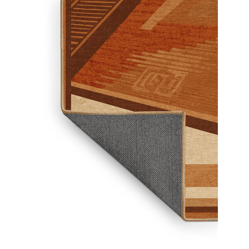 Tapis moelleux moelleux d'inspiration mondiale Luyster - reliure brun clair, 5 x 7