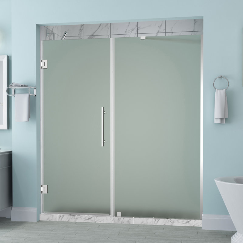 Belmore Hinged Shower Door, Frosted, Chrome