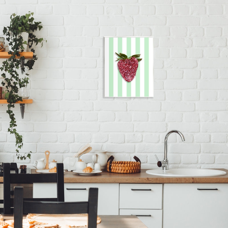 Plaque murale scintillante cerise sur rayures vertes, design par Lish Creative