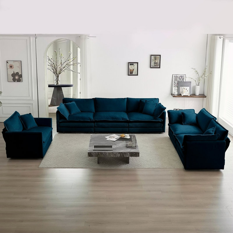 Canapé moderne, canapé modulaire à assise très profonde 3 pièces pour salon, canapé surdimensionné, canapé 3 places, causeuse et canapé simple chenille