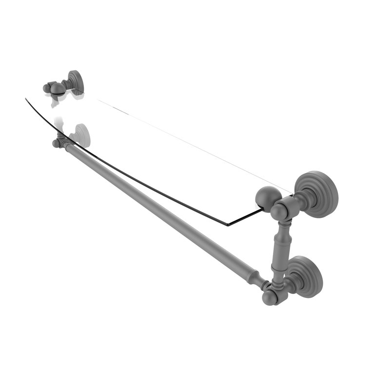 Beresford Bracket Shelf with Towel Bar, 5" H x 25.7" W x 6.1" D, Matte Gray
