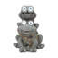 Statue de jardin grenouille en résine Katonya à énergie solaire avec des accents de pierre - 14 po Sculpture d'extérieur décorative en gris, vert et jaune pour la cour et la maison