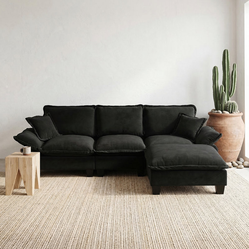 Canapé modulaire avec conception inspirée d'un voilier, Noir