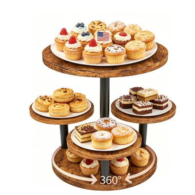 360° Rotatable Dessert Table , Rustic Industrial Tiered Serving Tray, Multi-Layer Fortier For Home, Party, Wedding, Birthday Decoration