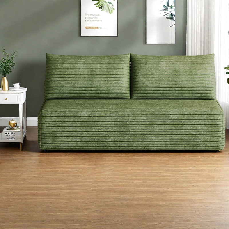 Canapé d'angle à compression, canapé moderne en velours côtelé vert de 150 cm pour petits espaces, Vert