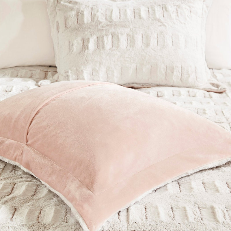 Édredon pour grand lit avec fourrure longue, Édredon grand et 2 taies d'oreiller, White