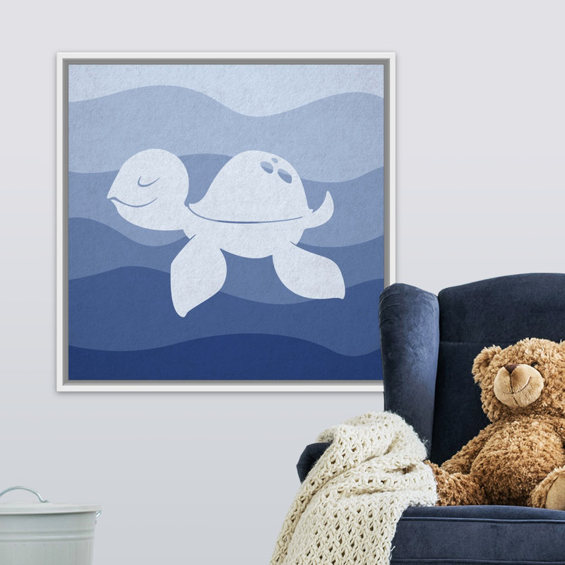Underwater Nursery Animals, White Floating Frame Canvas, 30" H x 30" W x 1.75" D