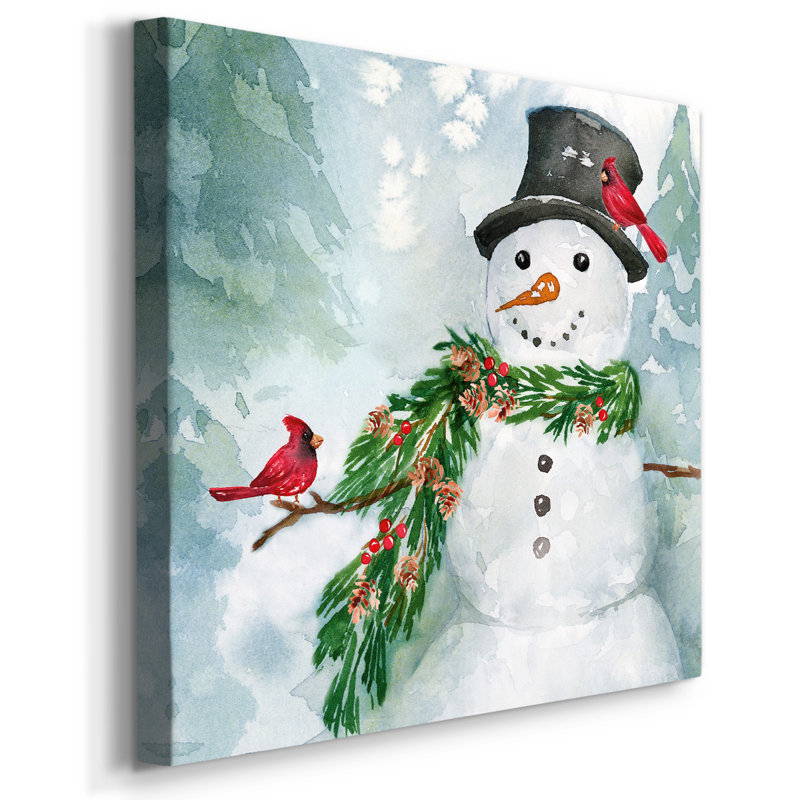 Bonhomme de neige - Toile tendue avec châssis, H 32 po x l 32 po x P 1,5 po