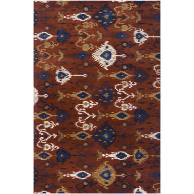 Tapis orange / jaune / bleu en laine touffeté à la main Diavione Ikat