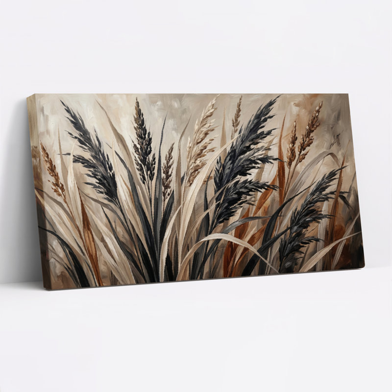 Ensemble de 1 tableau abstrait sur toile représentant des herbes, 32“W x 16”H, Toile tendue