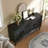60" Premium Rustic American Farmhouse Credenza In Elegant Black - Symmetrical Sunburst Door Design, Heavy-Duty TV Stand With Adjustable Shelves Wood Storage Cabinet-1386393963